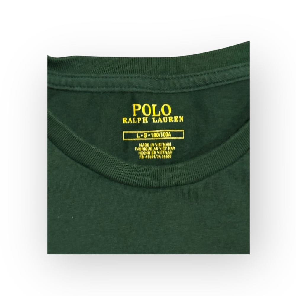 Ralph Lauren Polo Mens Long Sleeve Pony Logo Crew Neck Shirt Green/Navy Sz L - Picture 4 of 8